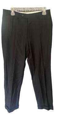 Mens Italian Woolmark Super 120's Black Dress Pants Size 48R